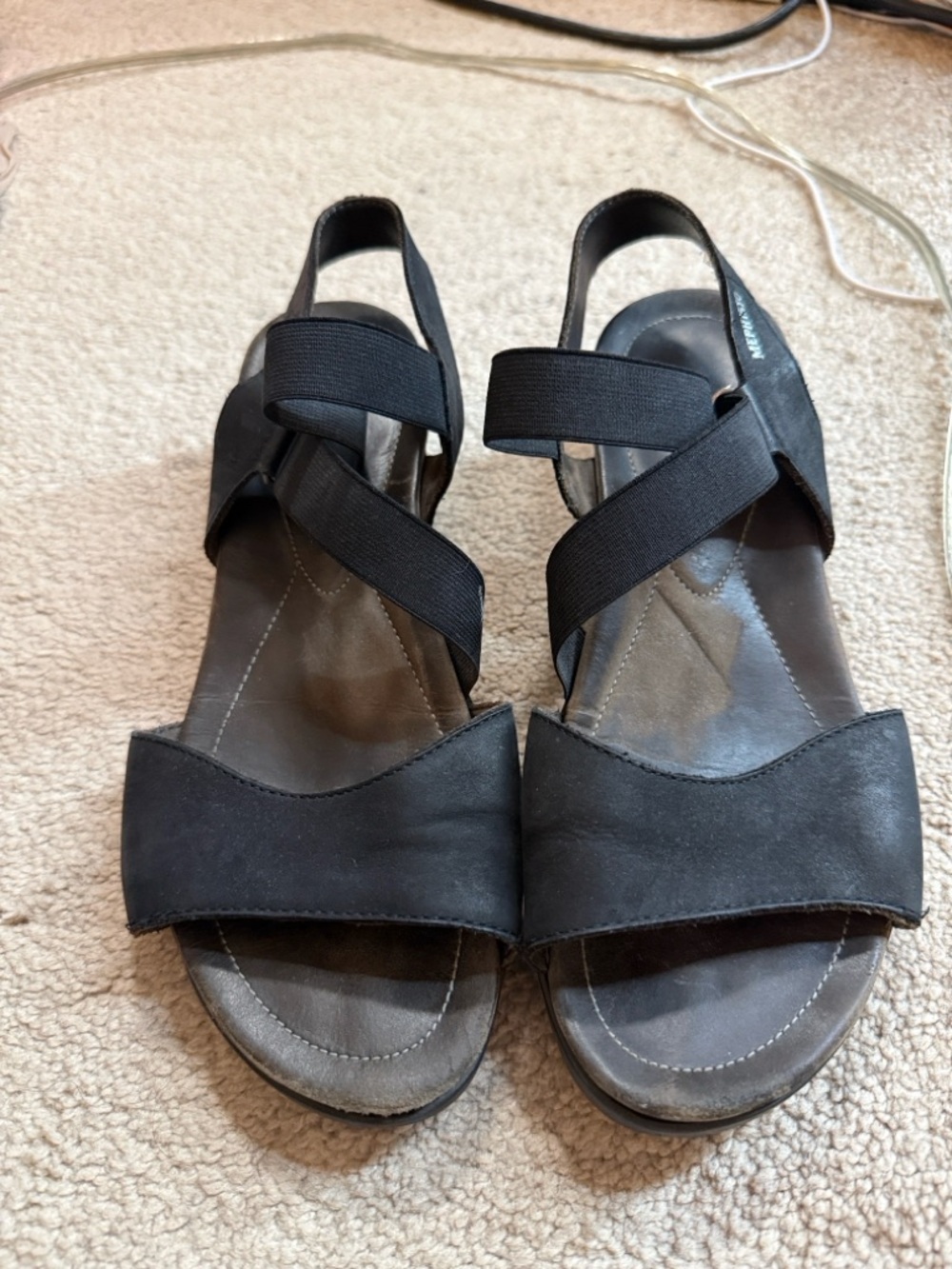 Mephisto Black Elastic Crossover Sandals - Picture 2 of 3
